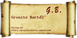 Grosits Bartó névjegykártya